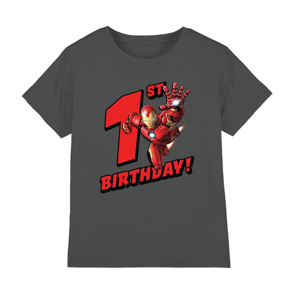 Charcoal - Iron Man - Iron Man Birthday 1 Kids T-Shirt Charcoal - 1