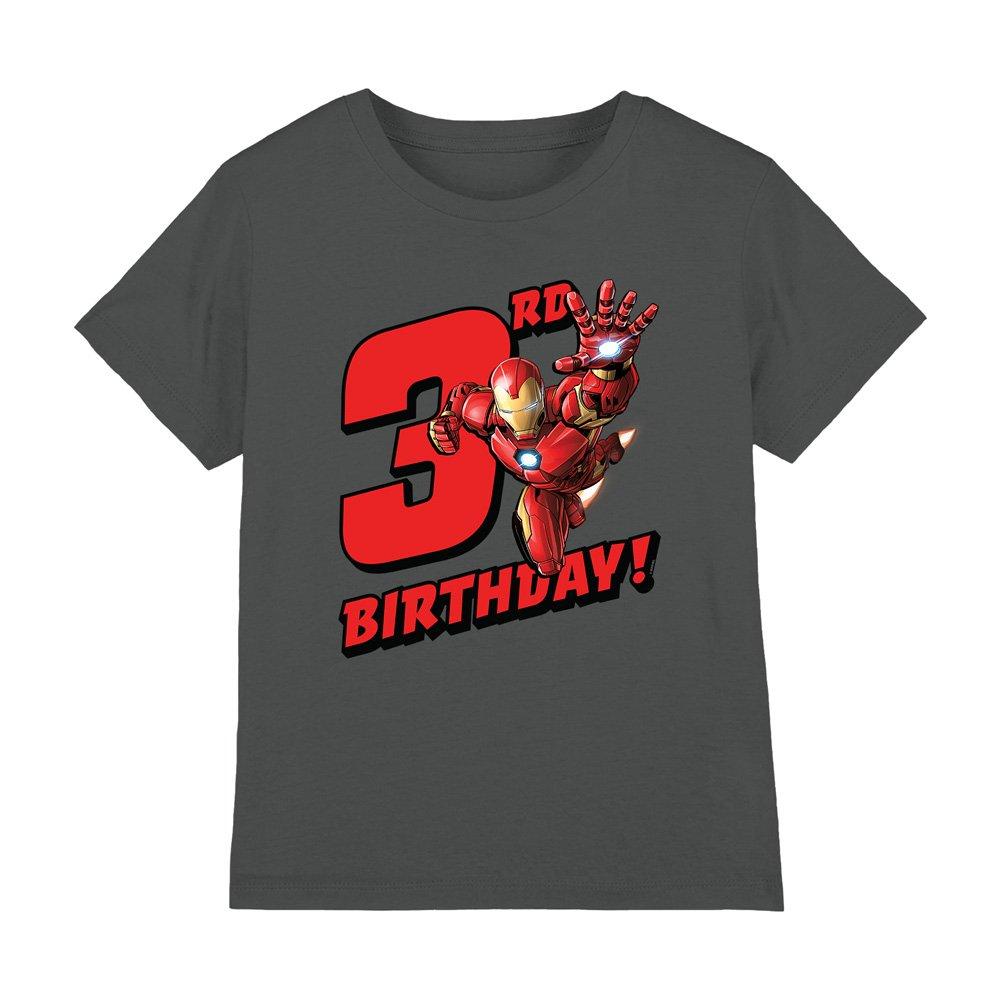 Charcoal - Iron Man - Iron Man Birthday 3 Kids T-Shirt Charcoal - 1