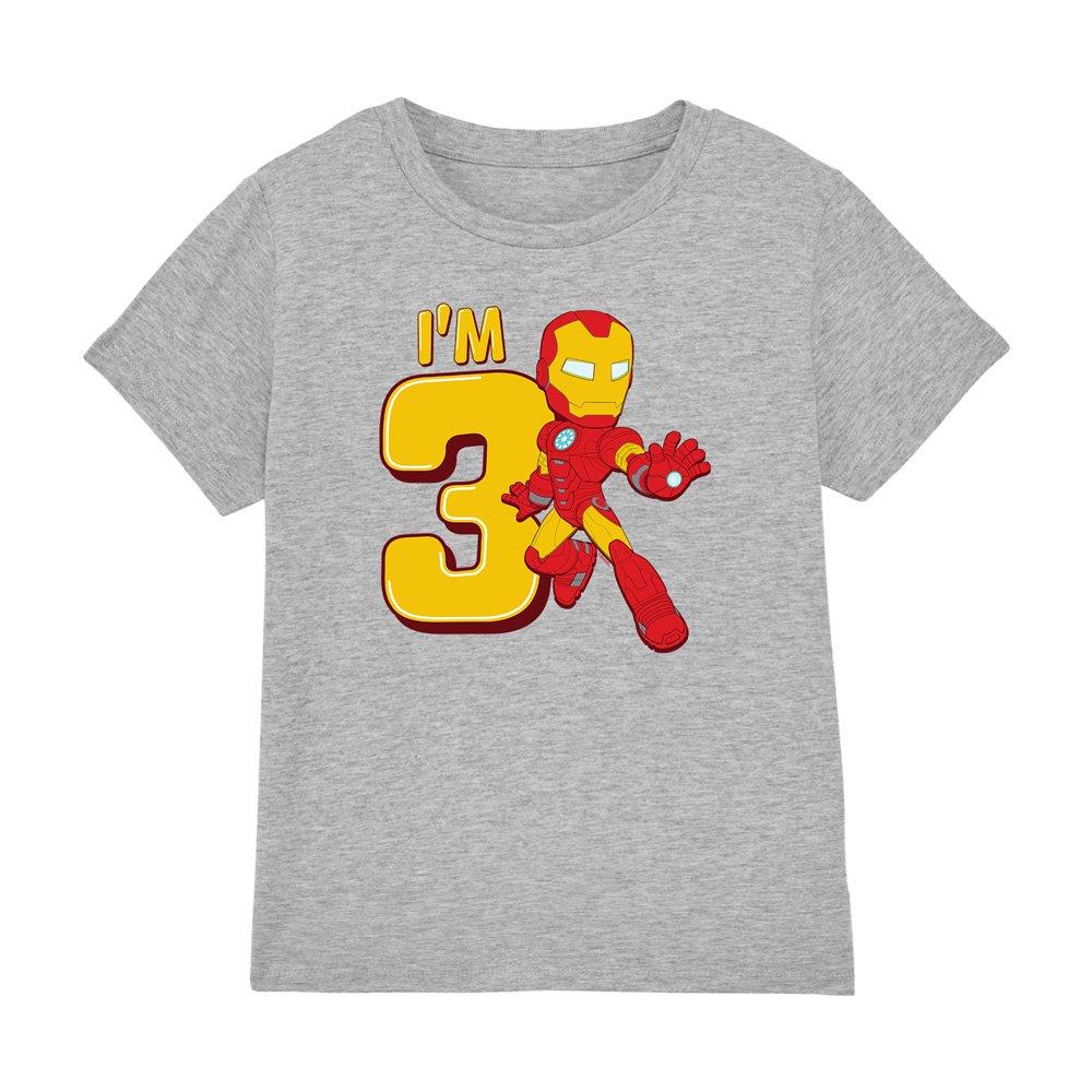 Light Grey - Iron Man - Iron Man Cute Birthday 3 Kids T-Shirt Light Grey - 1