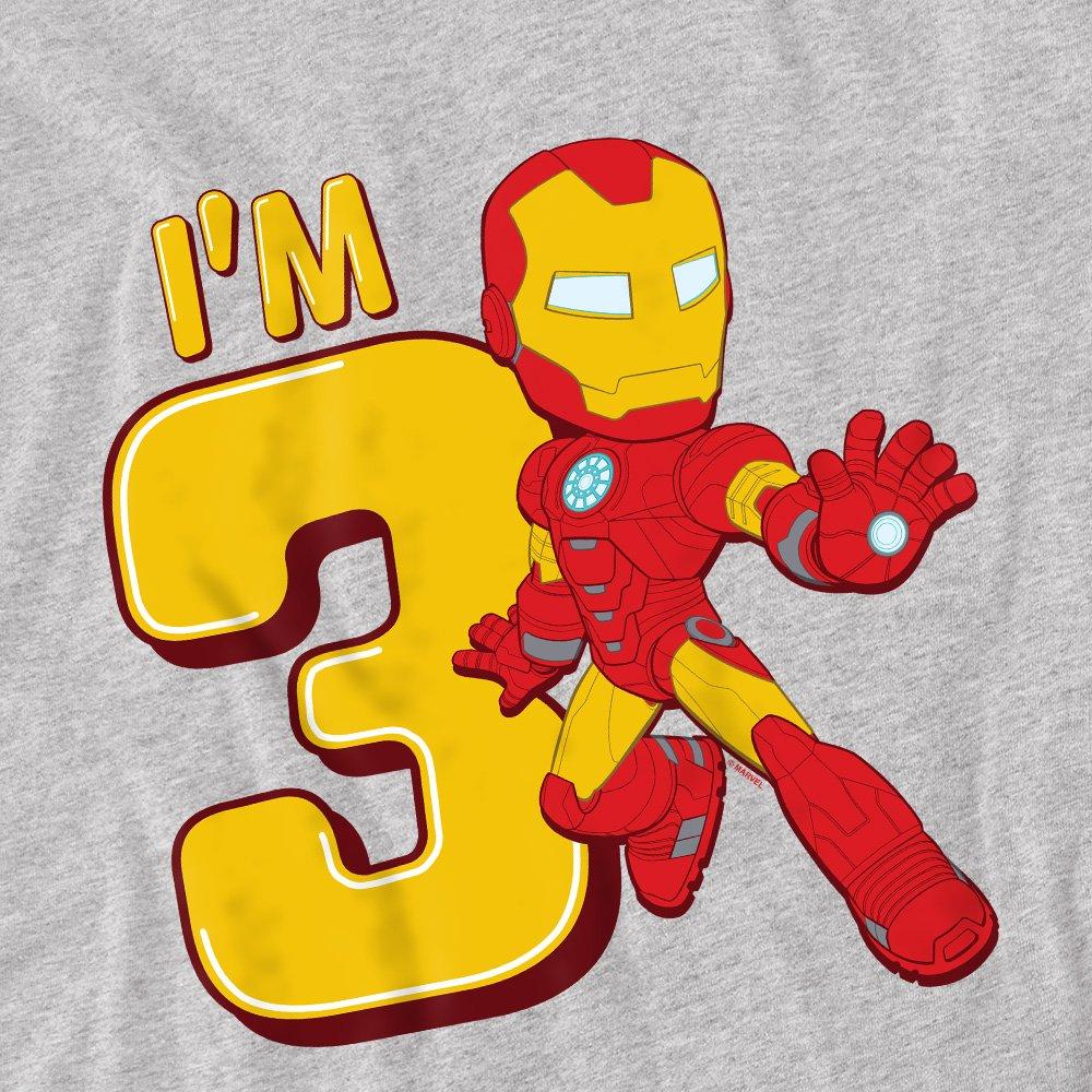 Light Grey - Iron Man - Iron Man Cute Birthday 3 Kids T-Shirt Light Grey - 2