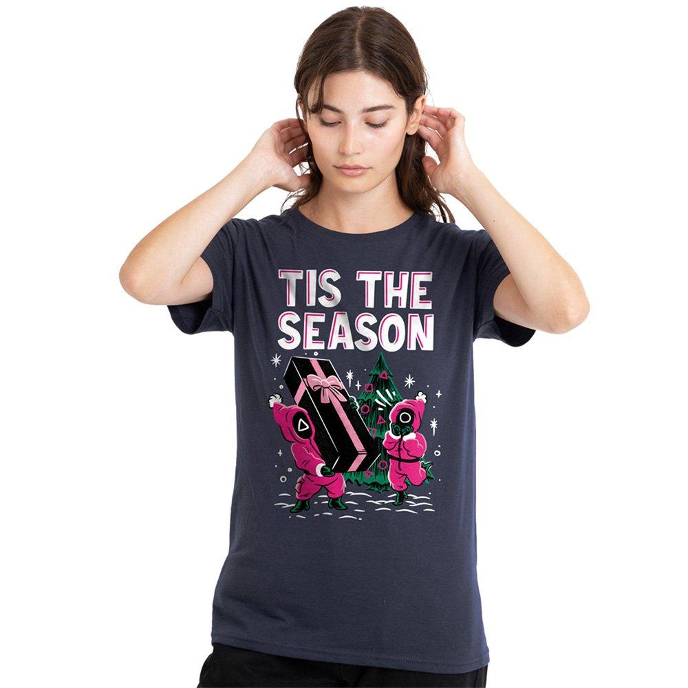 Navy - Squid Game - Squid Game Tis The Season Christmas Ladies T Shirt - 1