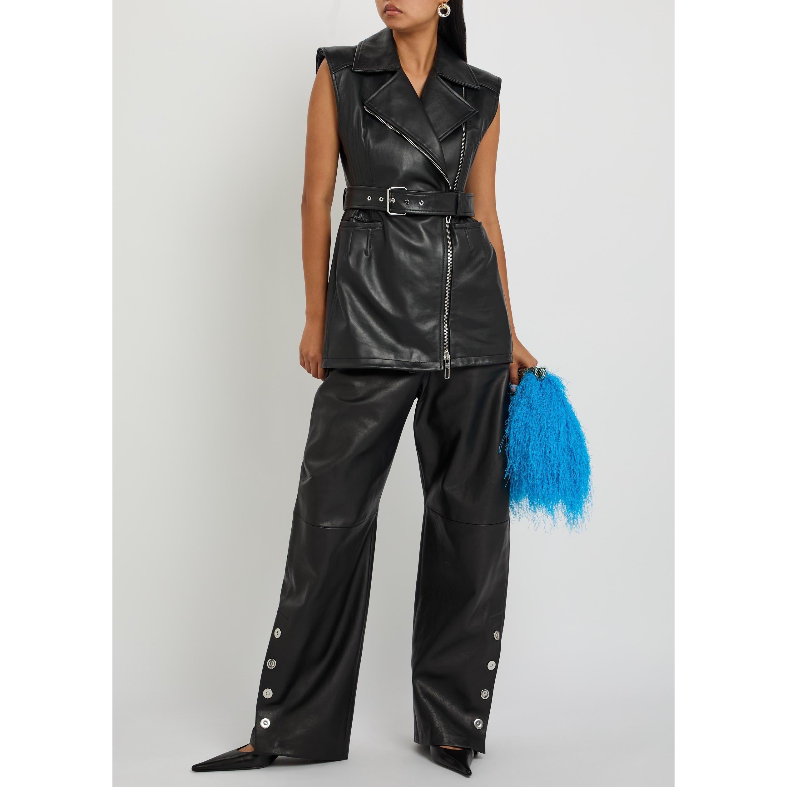 BLACK - Sportmax - Women's Leather Gilet - 5