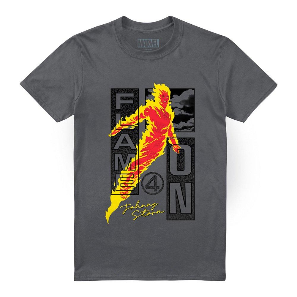 Grey - Marvel - Fantastic Four Flame On Johnny Storm Trend T-Shirt - 4