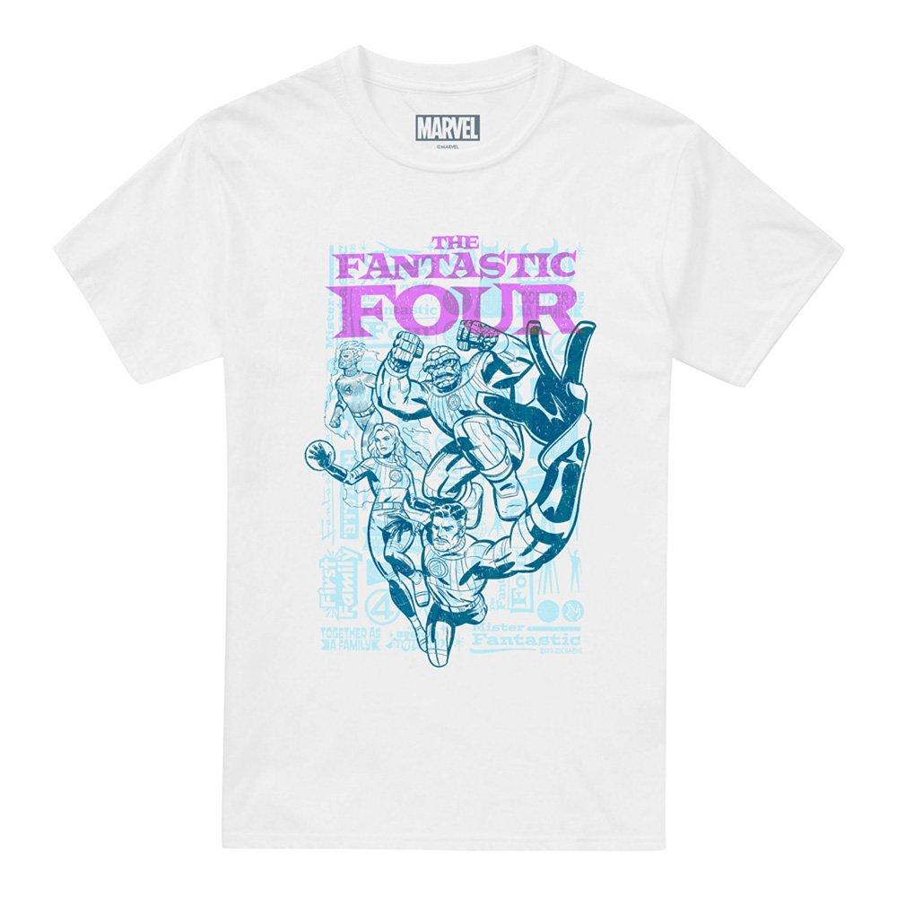 White - Marvel - Fantastic Four Lineart Heroic First Family T-Shirt - 4