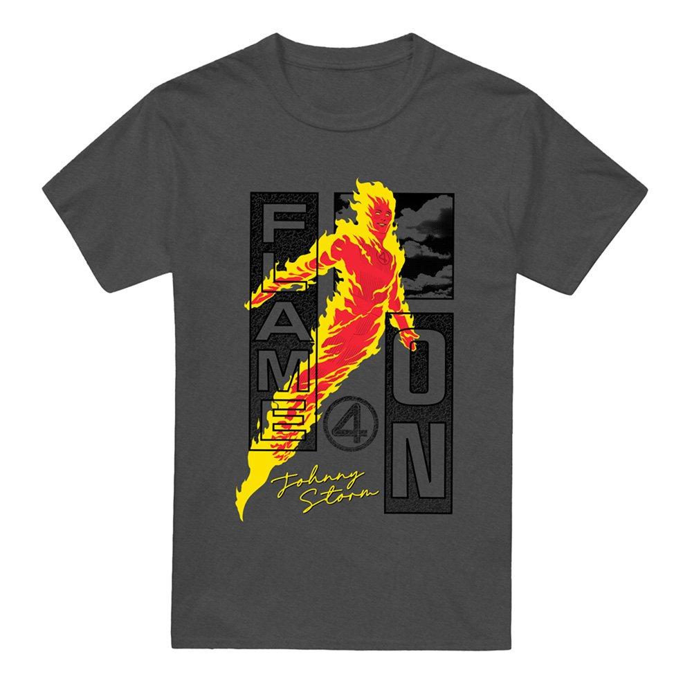 Grey - Marvel - Fantastic Four Flame On Johnny Storm Trend T-Shirt - 4