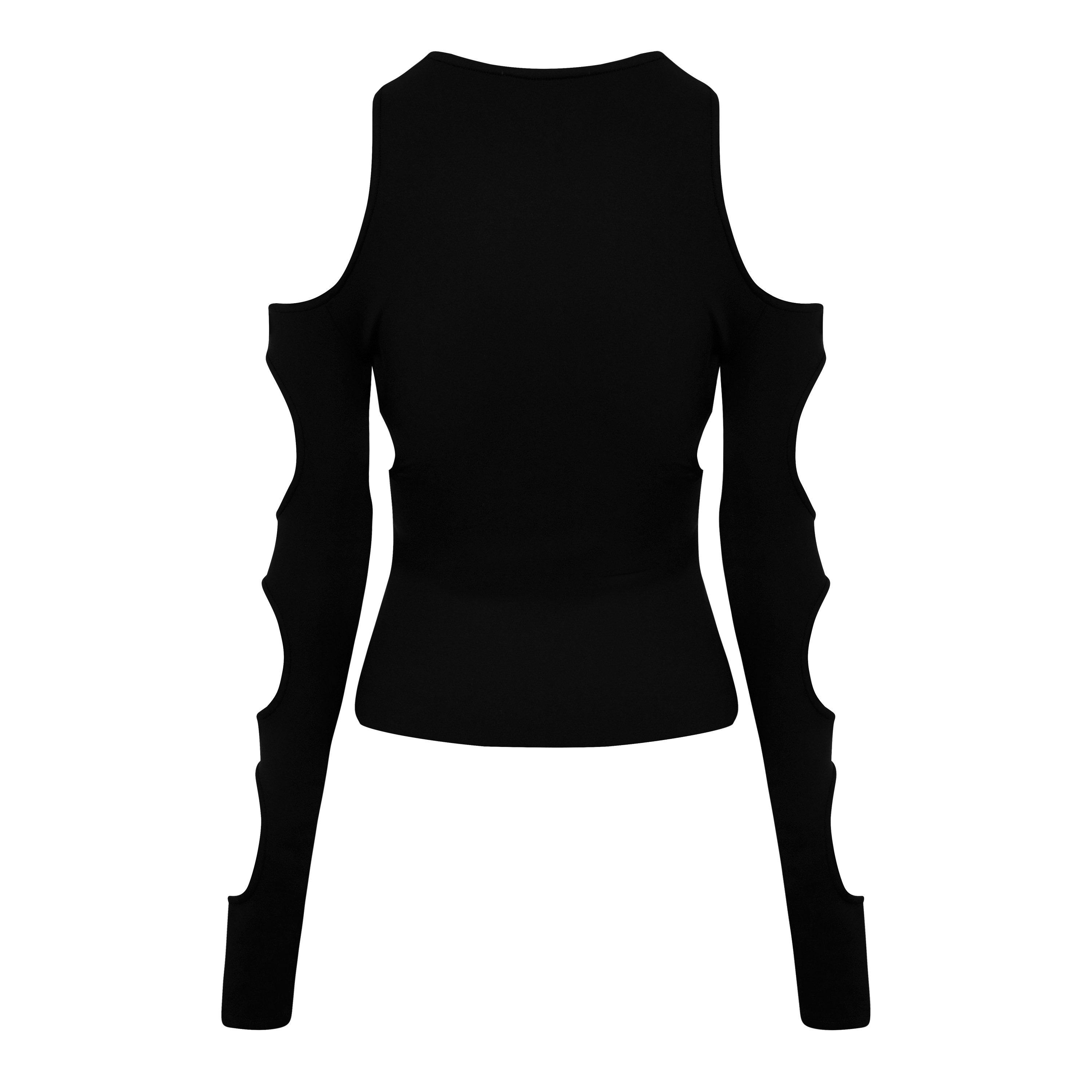 Black 1001 - Off White - Women's  Cut Out Top, Cutouts Along Arms - 7