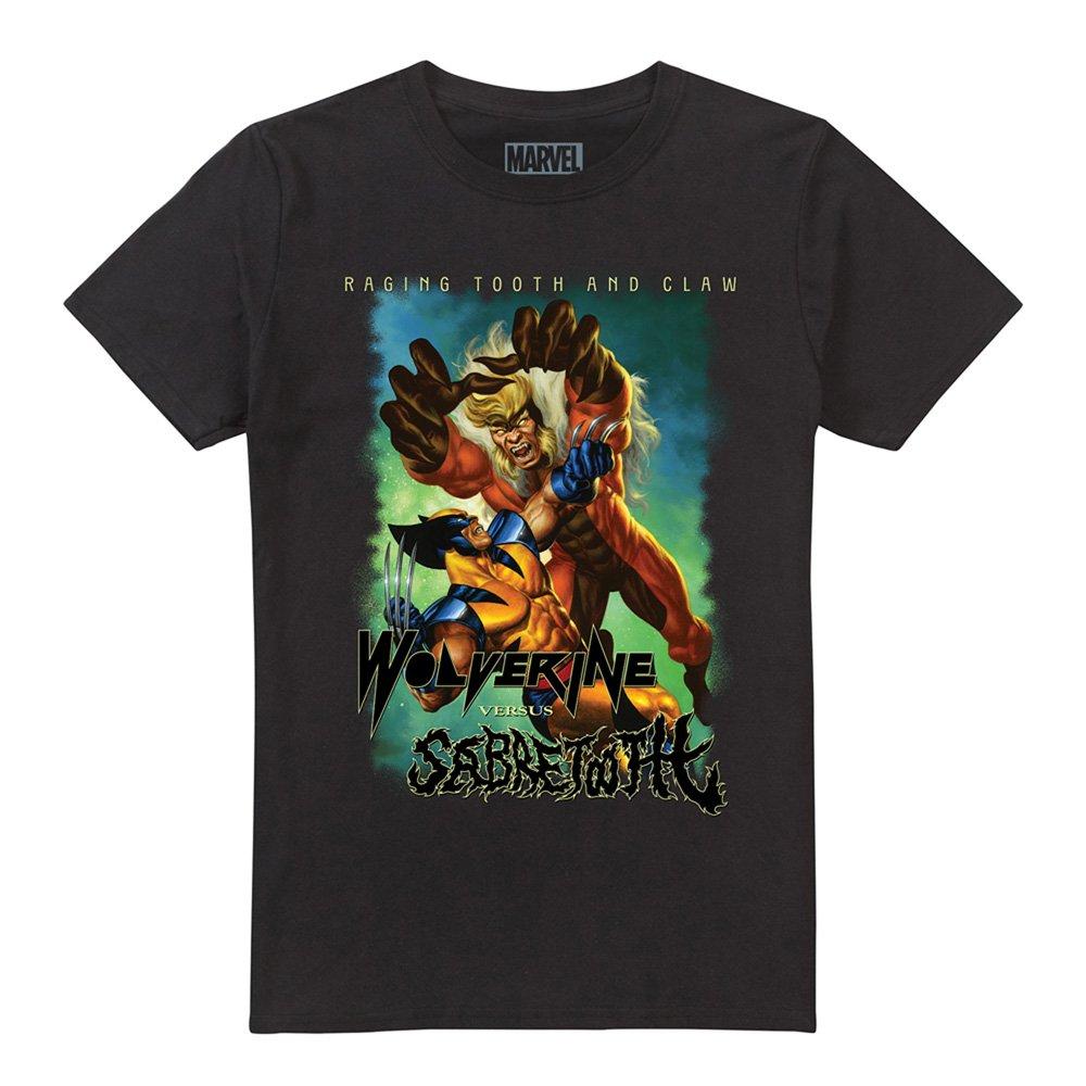 Black - Marvel - X-Men Heavy Metal Wolverine Versus Sabretooth T-Sh - 4
