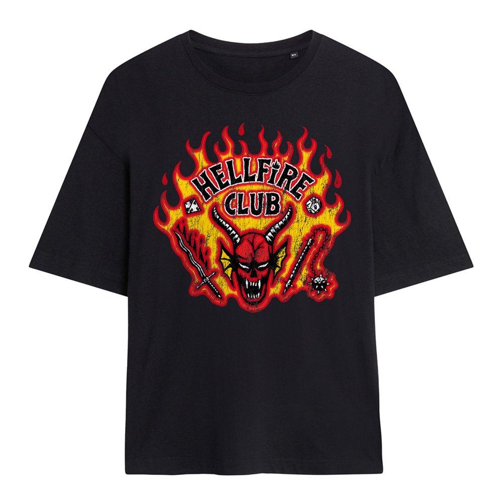 Black - Stranger Things - Stranger Things Hellfire Flames Oversized T-Shirt - 1