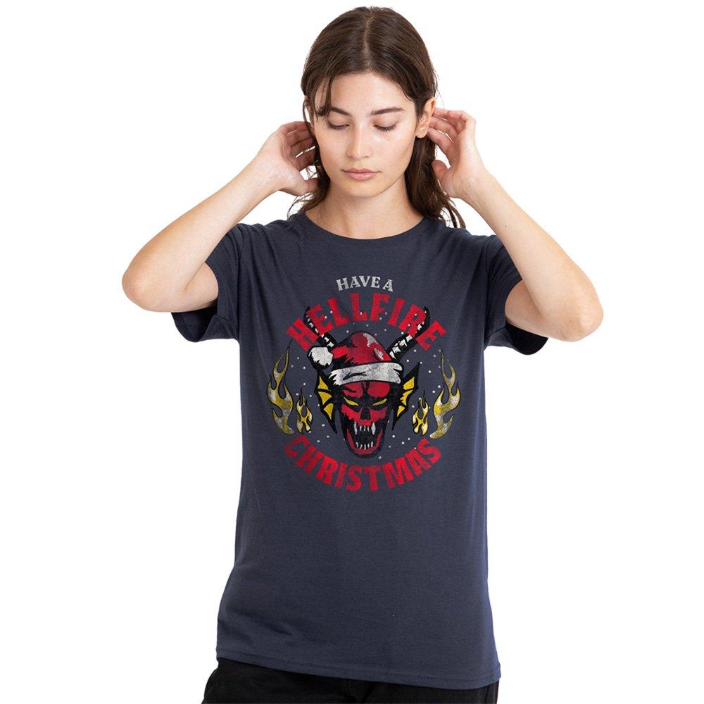 Navy - Stranger Things - Stranger Things Hellfire Christmas Ladies T Shirt - 1