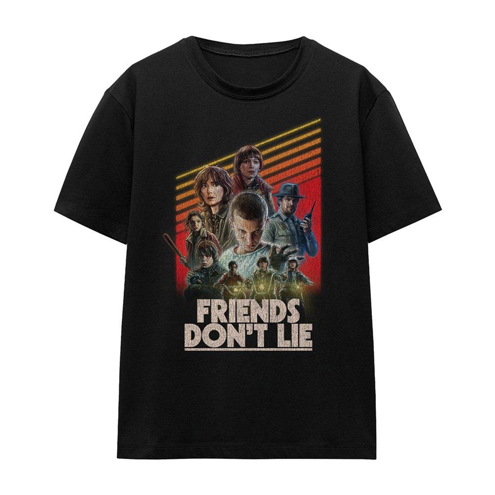 Black - Stranger Things - Stranger Things Friends DonT Lie Poster Ladies T - 4
