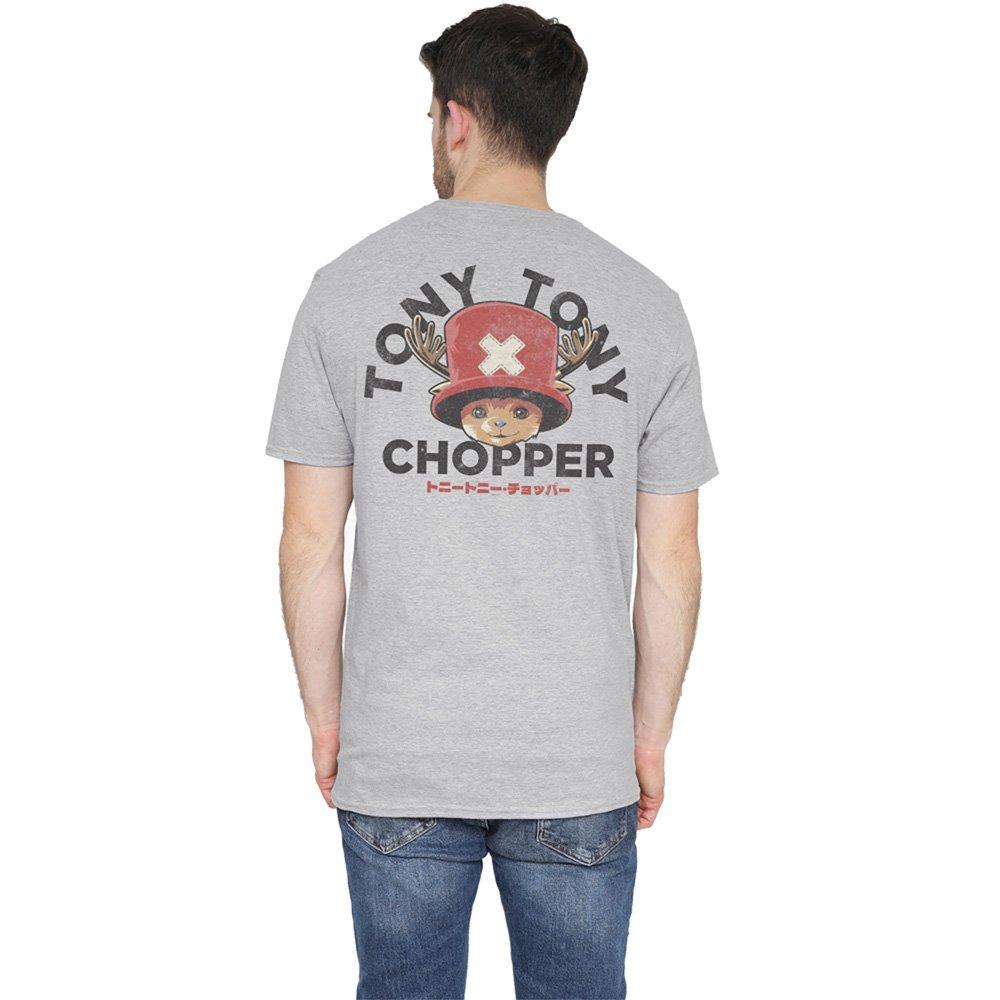 Grey - One Piece - Chopper Face (Back Print) T-Shirt Heather Grey - 3