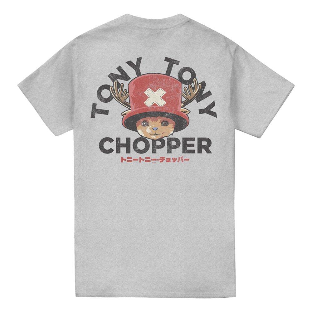 Grey - One Piece - Chopper Face (Back Print) T-Shirt Heather Grey - 5
