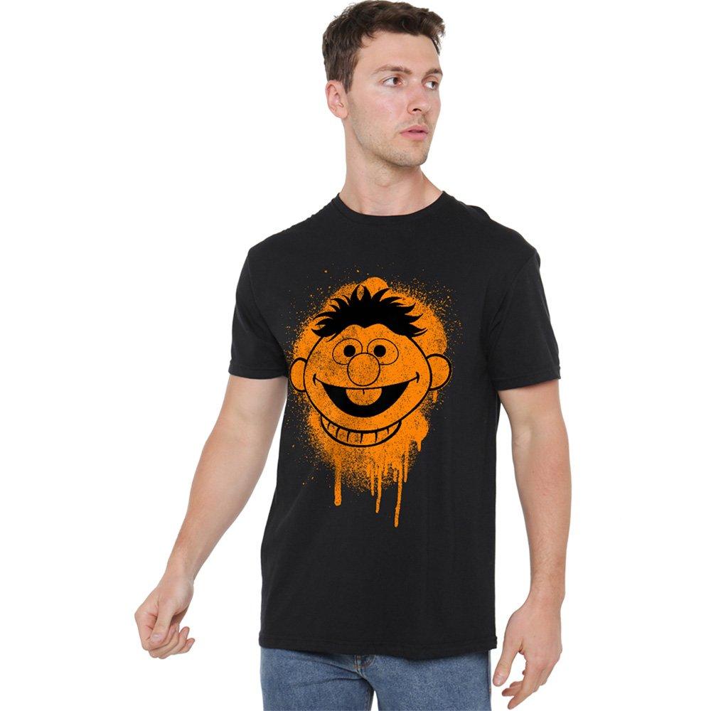 Black - Sesame Street - Sesame Street Ernie Graffiti Spray Face T Shirt B - 1