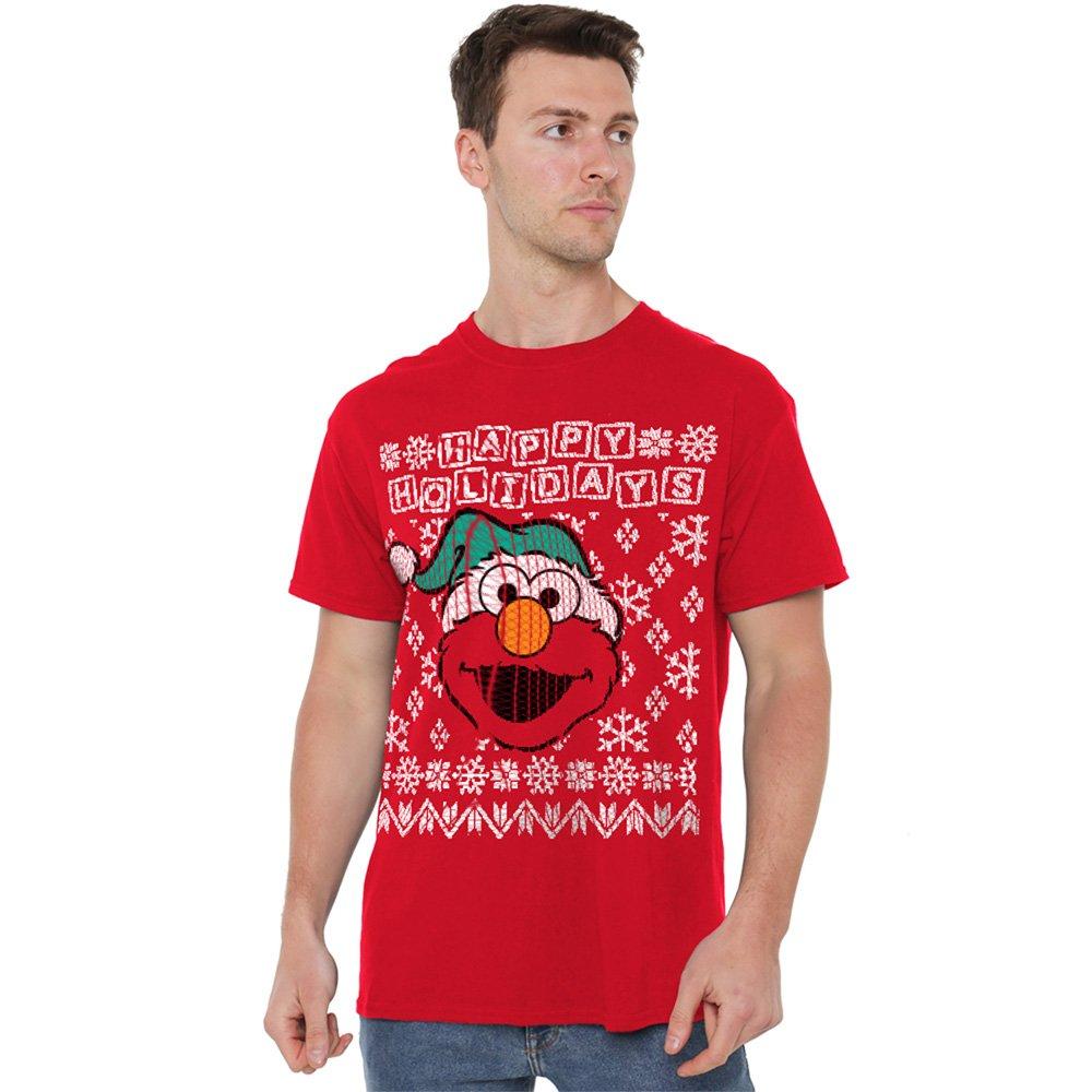 Red - Sesame Street - Sesame Street Elmo Ugly Christmas T Shirt Red - 1