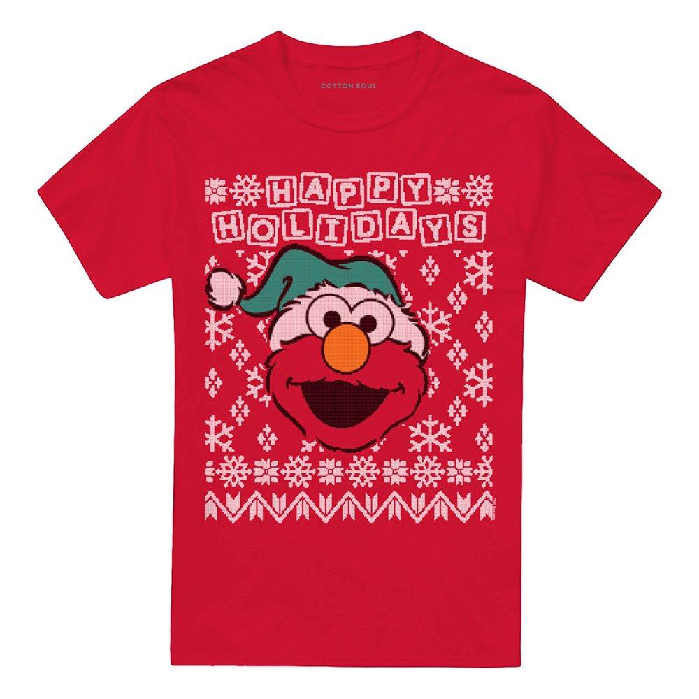 Red - Sesame Street - Sesame Street Elmo Ugly Christmas T Shirt Red - 4