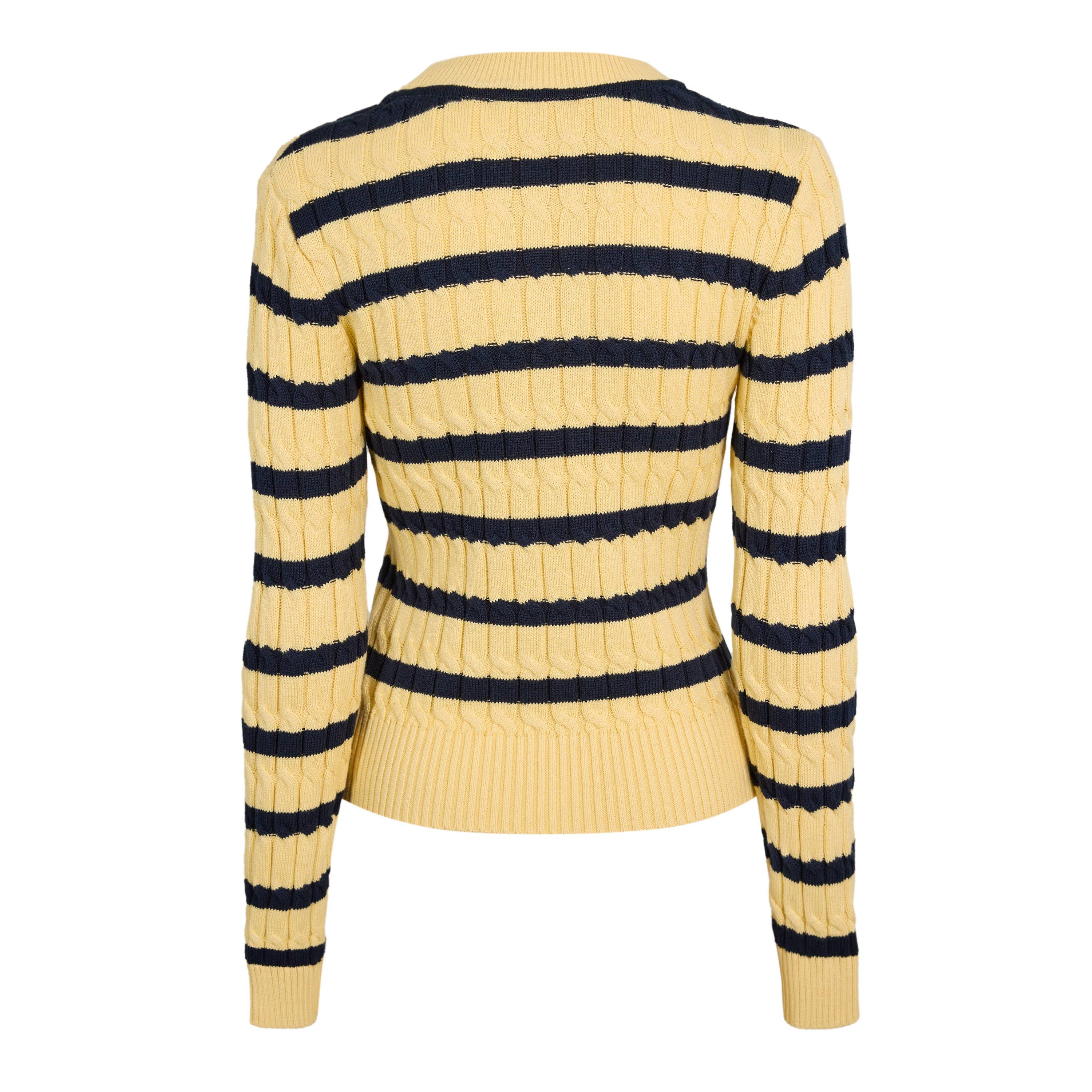 Yellow Stripe - Tommy Hilfiger - Cable knit crew neck Sweater - 2