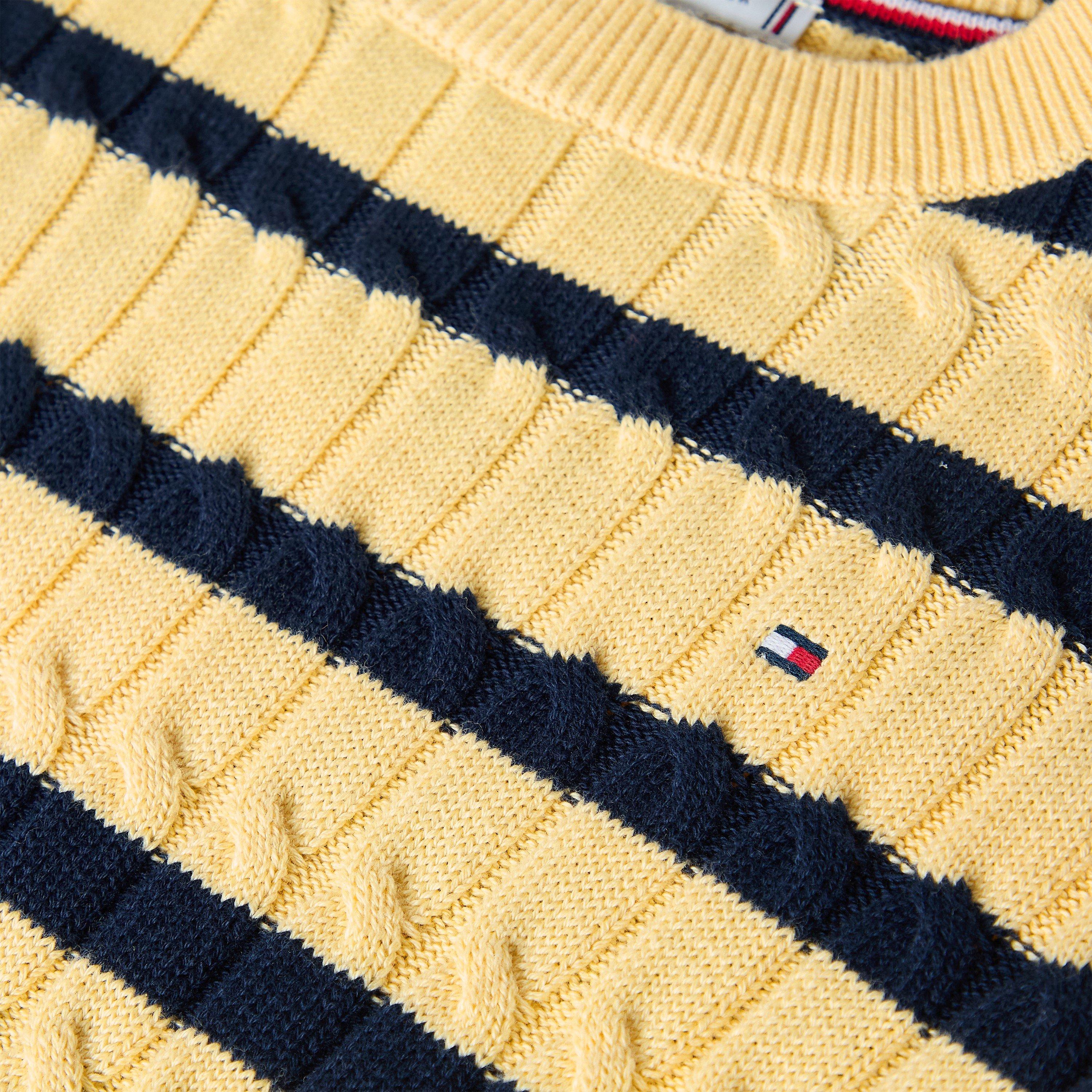 Yellow Stripe - Tommy Hilfiger - Cable knit crew neck Sweater - 5
