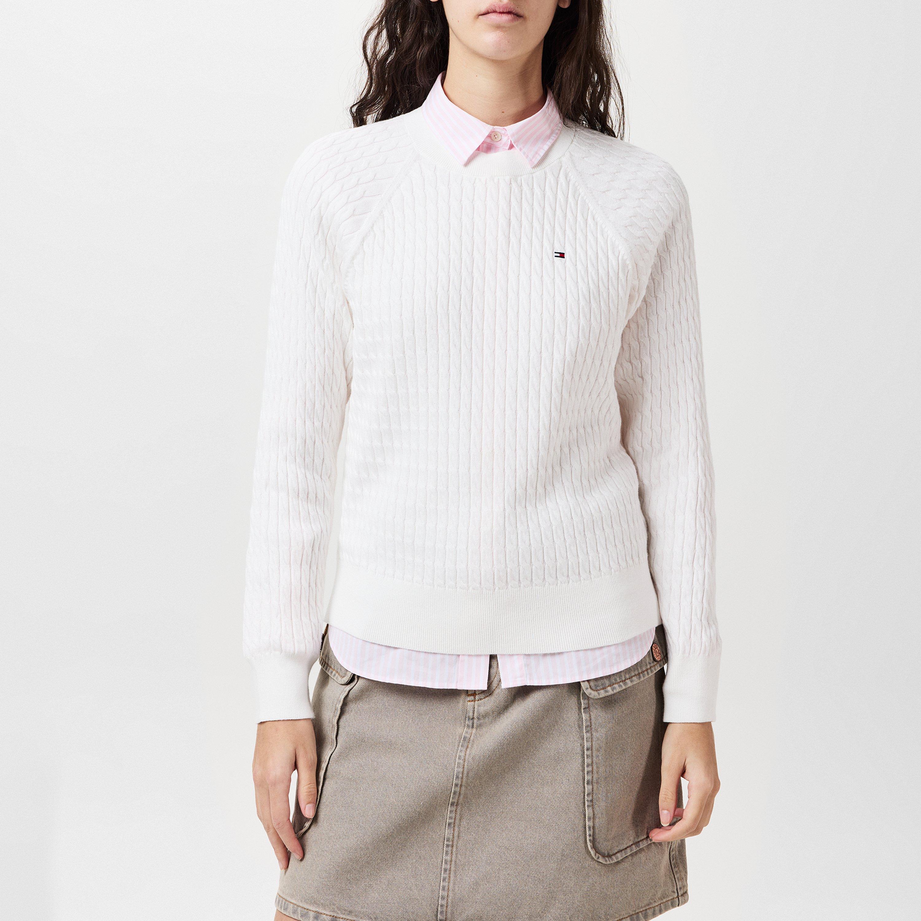 Ecru - Tommy Hilfiger - Cable knit crew neck Sweater - 3