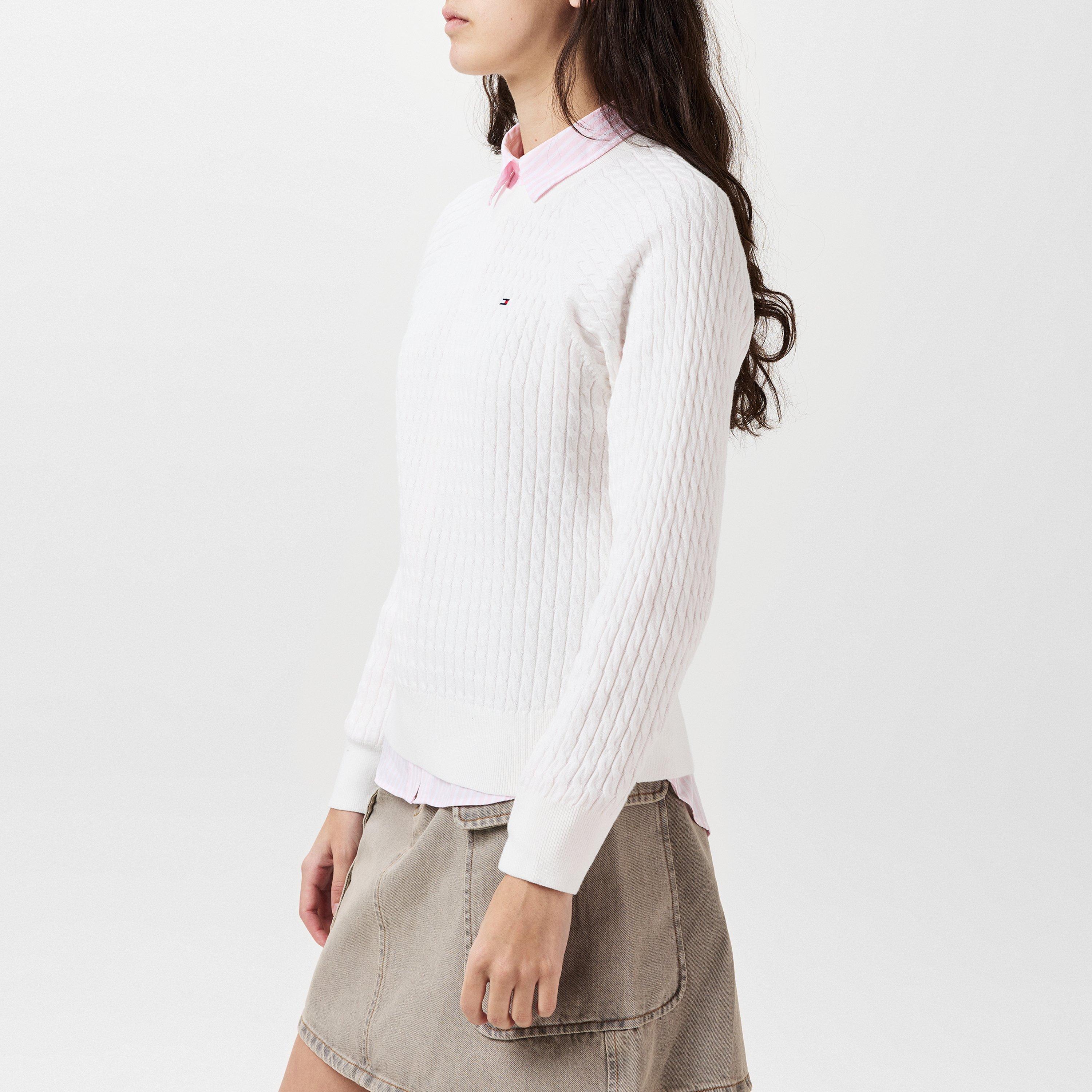 Ecru - Tommy Hilfiger - Cable knit crew neck Sweater - 5