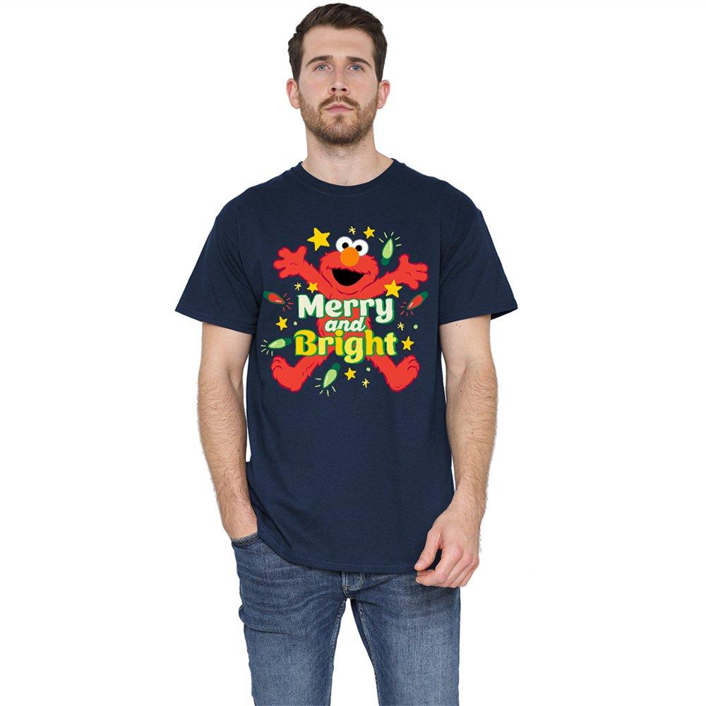 Navy - Sesame Street - Sesame Street Christmas Merry And Bright Elmo T Sh - 1