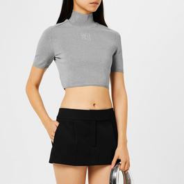 Alexander Wang High Neck Logo Crop Top