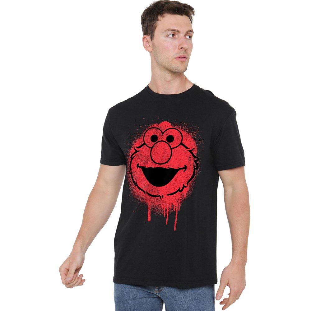Black - Sesame Street - Sesame Street Elmo Graffiti Spray Face T Shirt Bl - 1
