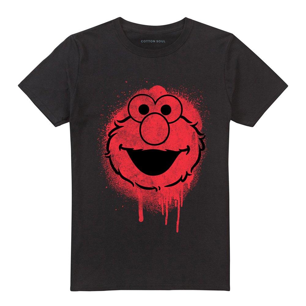 Black - Sesame Street - Sesame Street Elmo Graffiti Spray Face T Shirt Bl - 4