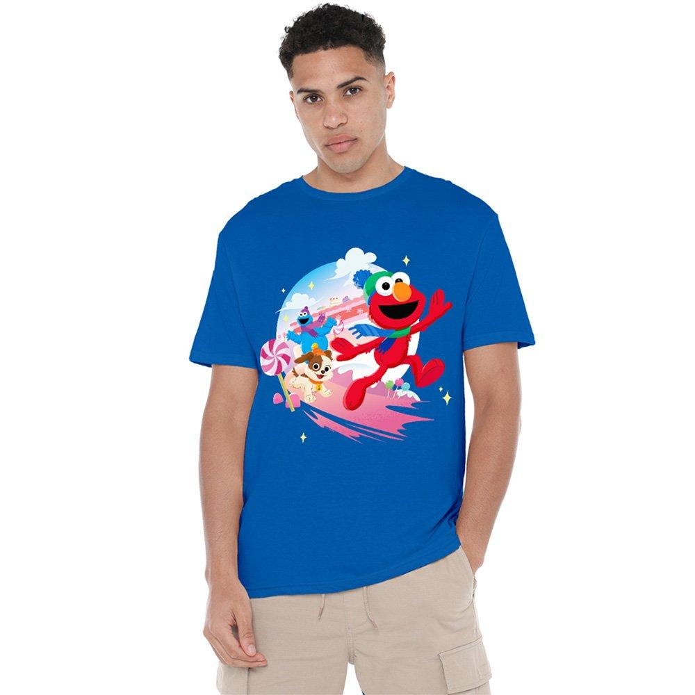 Sesame Street Men's Christmas Holiday Cheer With Elmo T - Blue - 4XL