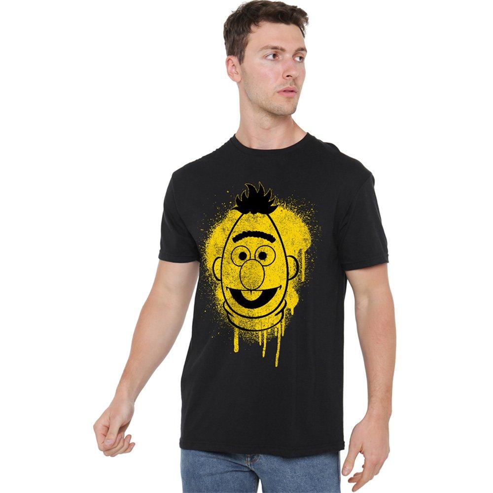 Black - Sesame Street - Sesame Street Bert Graffiti Spray Face T Shirt Bl - 1