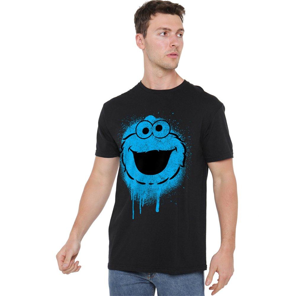 Black - Sesame Street - Sesame Street Cookie Monster Graffiti Spray Face T - 1
