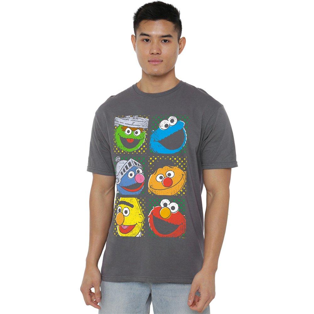 Grey - Sesame Street - Sesame Street Group Squares T Shirt Charcoal - 1
