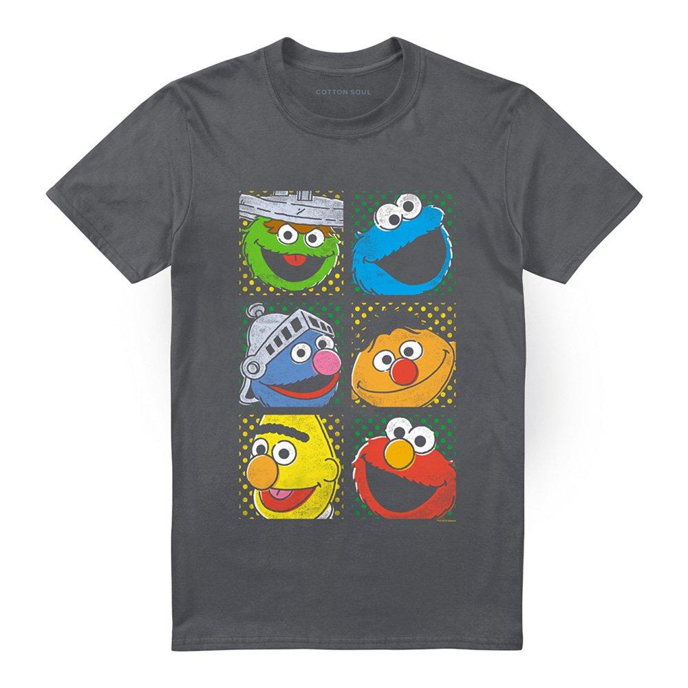 Grey - Sesame Street - Sesame Street Group Squares T Shirt Charcoal - 4