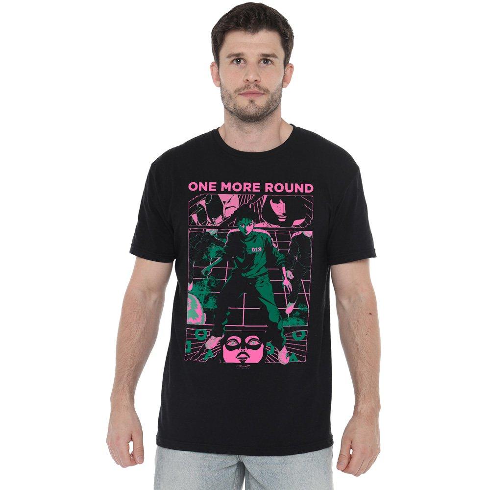 Black - Squid Game - SQUID GAME ONE MORE ROUND ANIME T-Shirt Black - 1