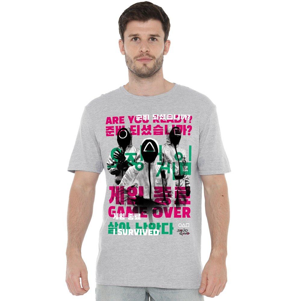 Light Grey - Squid Game - SQUID GAME GAME OVER GUARDS OVERLAY T-Shirt Athle - 1