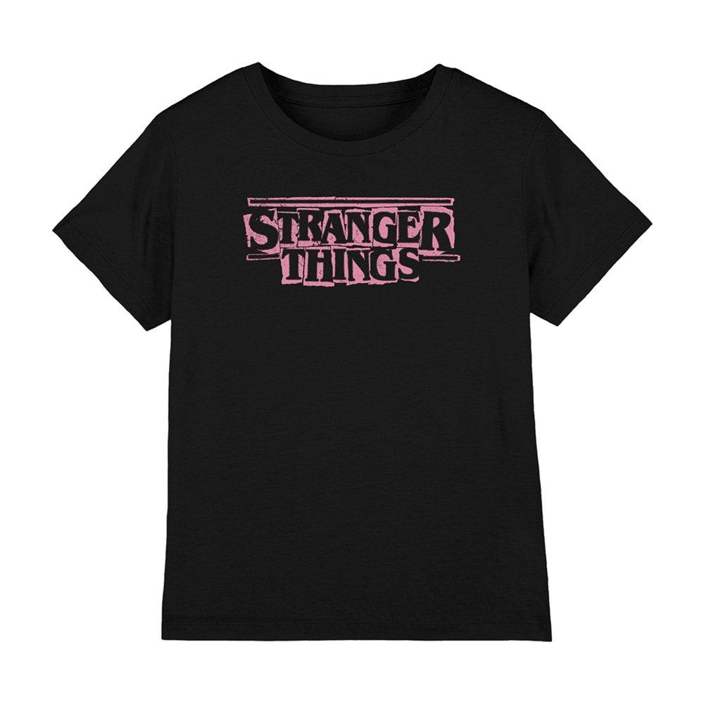 Stranger Things Stranger Things Punk Logo Pink Kids T-Shirt Black
