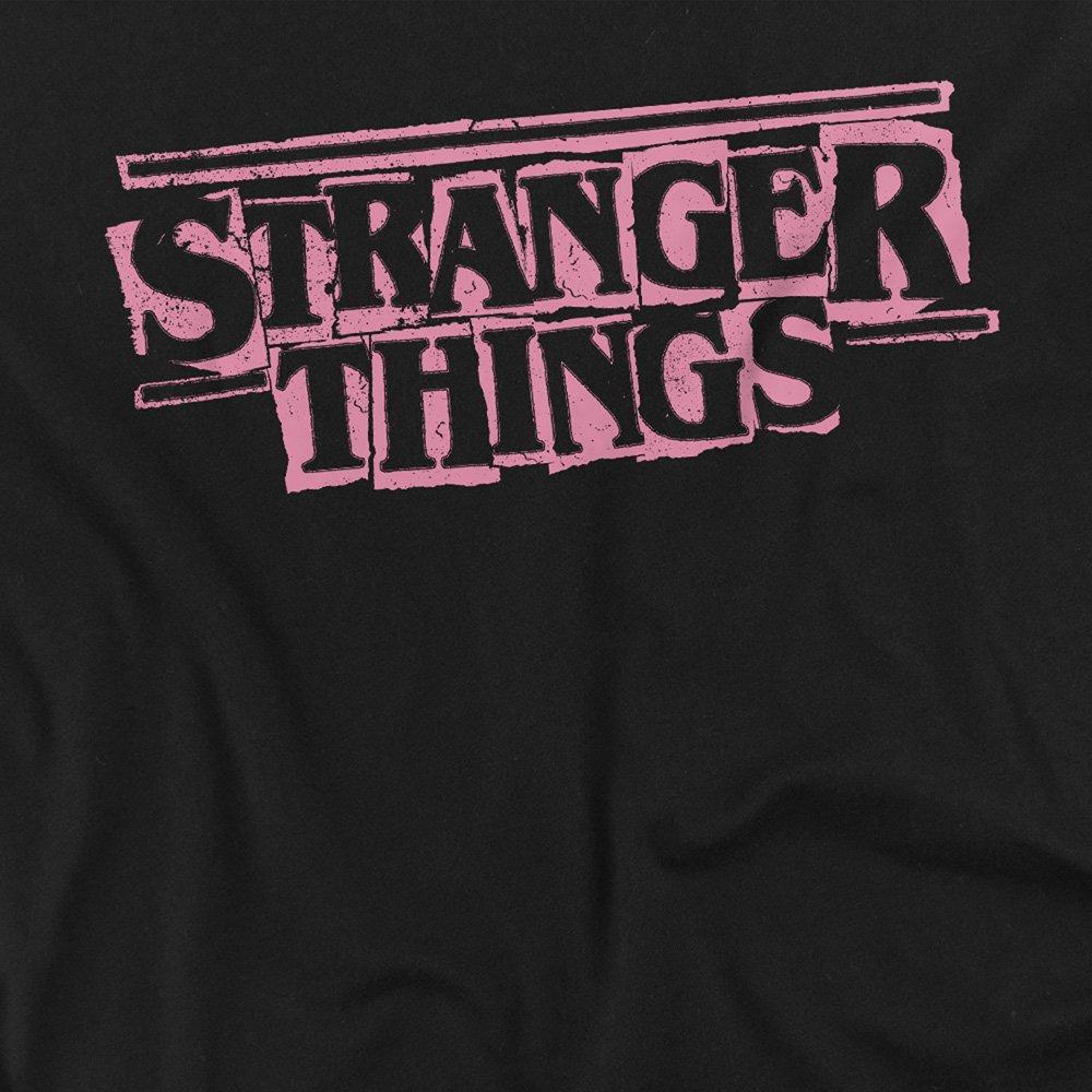 Black - Stranger Things - Stranger Things Punk Logo Pink Kids T-Shirt Black - 2