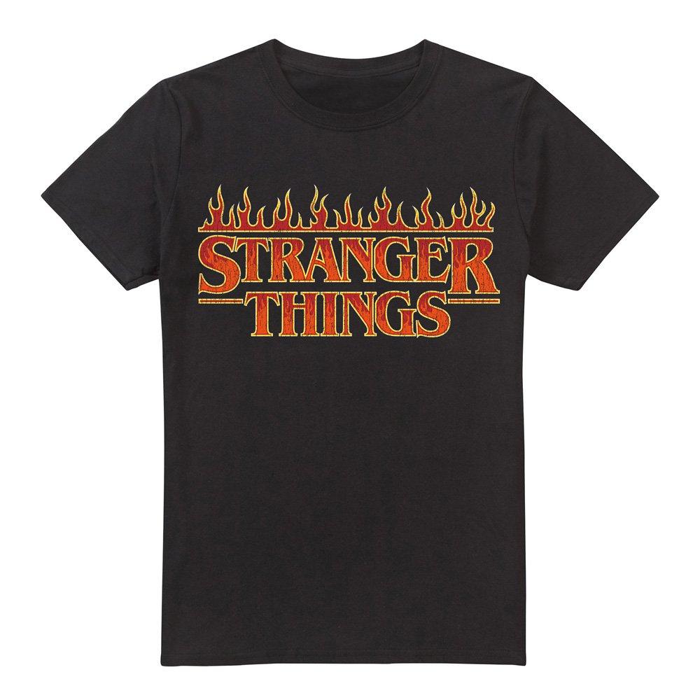 Black - Stranger Things - Stranger Things Vintage Flaming Logo T-Shirt Blac - 4