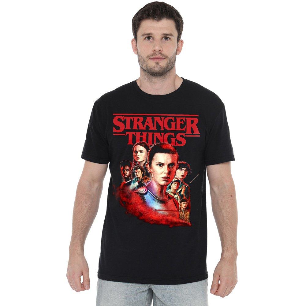Black - Stranger Things - Stranger Things Hawkins Heroes Poster T-Shirt Bla - 1