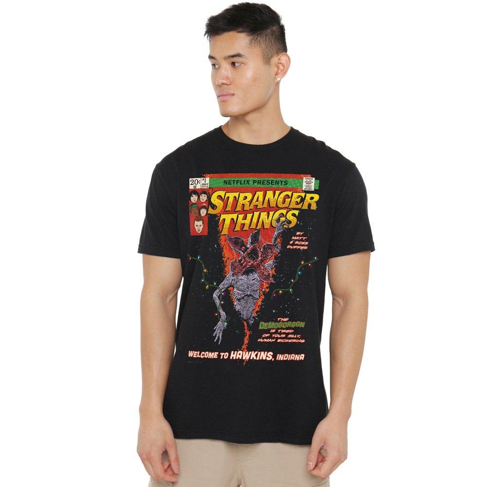 Black - Stranger Things - Stranger Things Welcome To Hawkins Comics T-Shirt - 1