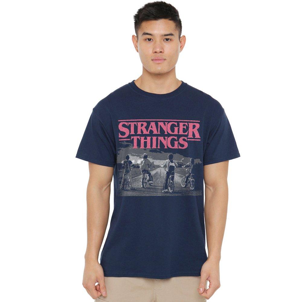 Navy - Stranger Things - Stranger Things Poster Bike Scene T-Shirt Navy - 1