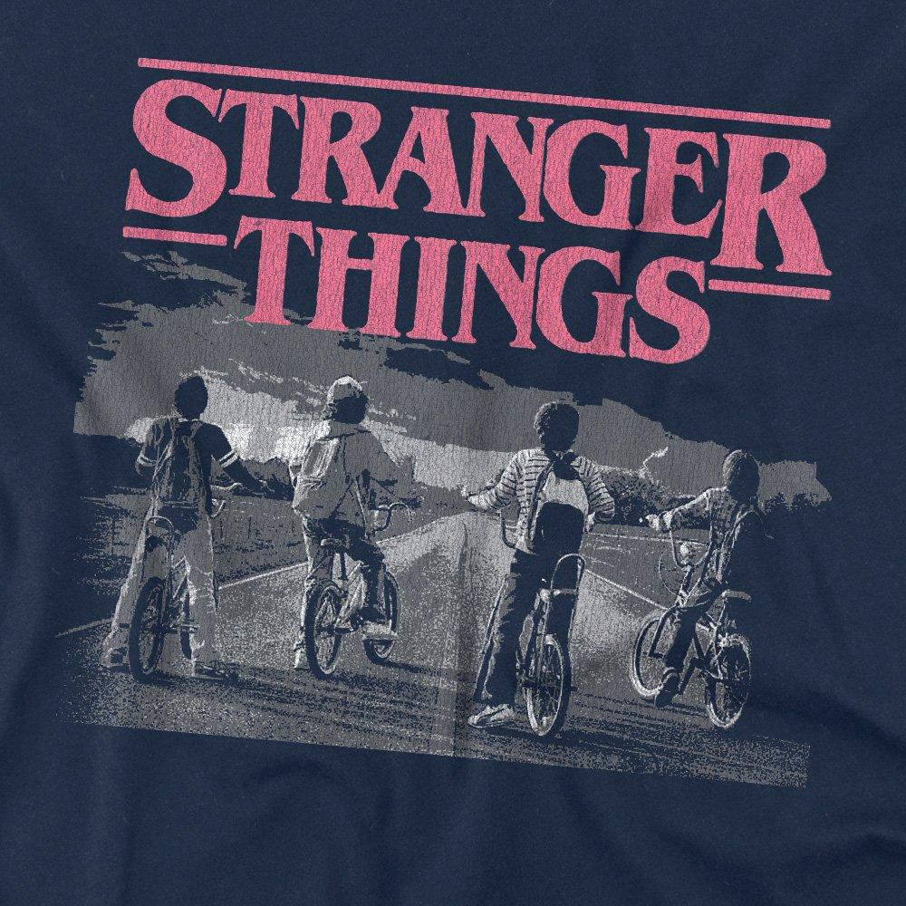 Navy - Stranger Things - Stranger Things Poster Bike Scene T-Shirt Navy - 2