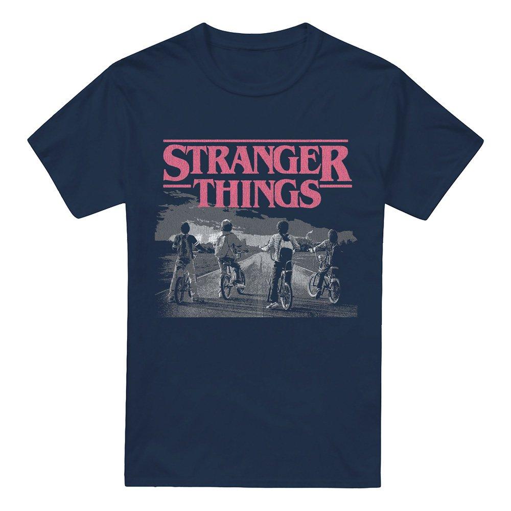 Navy - Stranger Things - Stranger Things Poster Bike Scene T-Shirt Navy - 4