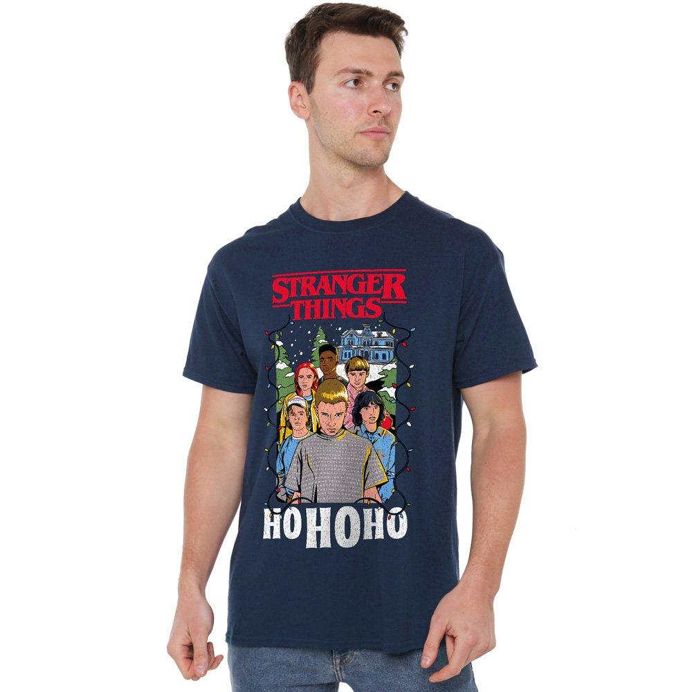 Navy - Stranger Things - Stranger Things Group Ho Ho Ho Christmas T-Shirt - 1