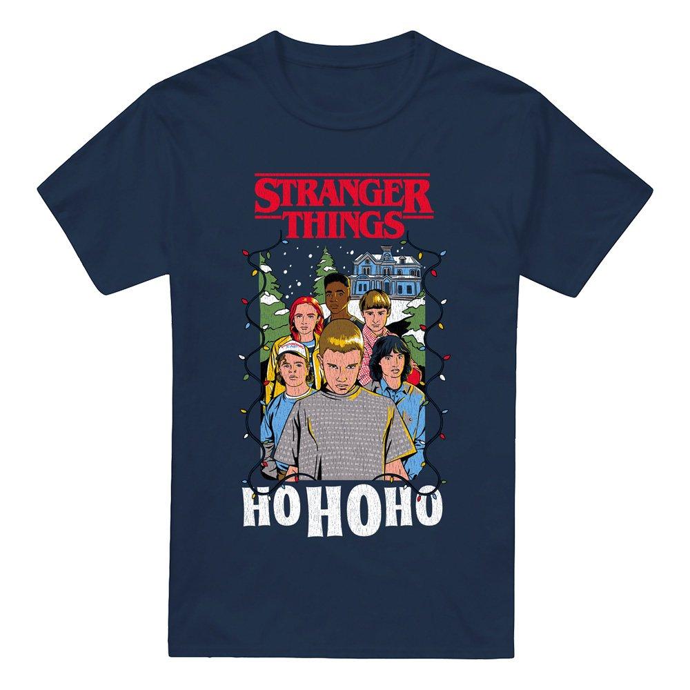 Navy - Stranger Things - Stranger Things Group Ho Ho Ho Christmas T-Shirt - 4