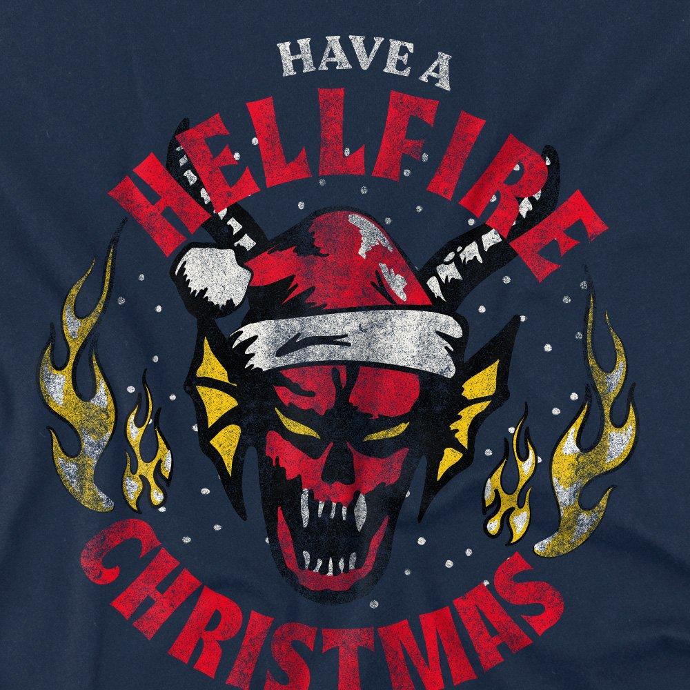 Navy - Stranger Things - Stranger Things Hellfire Christmas T-Shirt Navy - 2