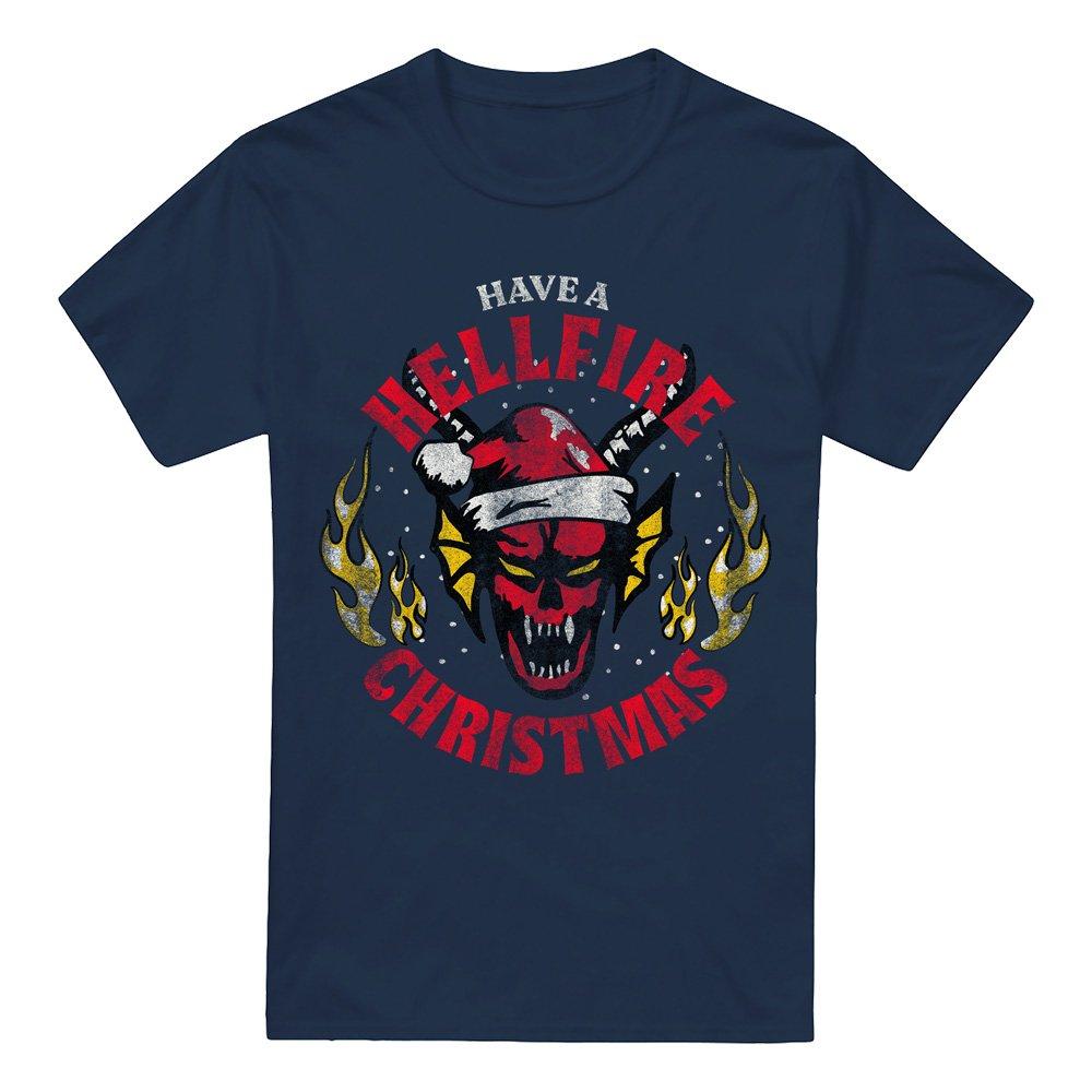 Navy - Stranger Things - Stranger Things Hellfire Christmas T-Shirt Navy - 4