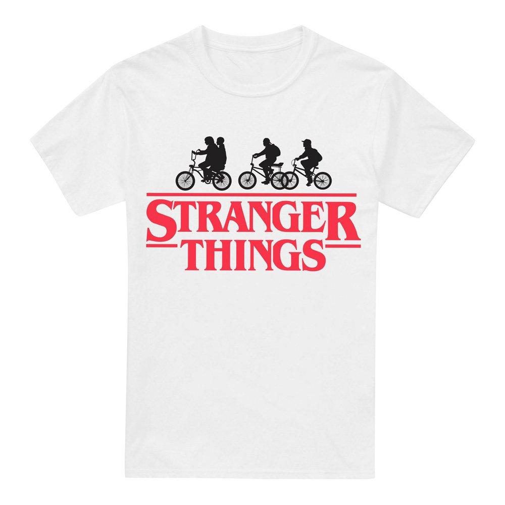 White - Stranger Things - Stranger Things Silhouette Bike Logo T-Shirt Whit - 4
