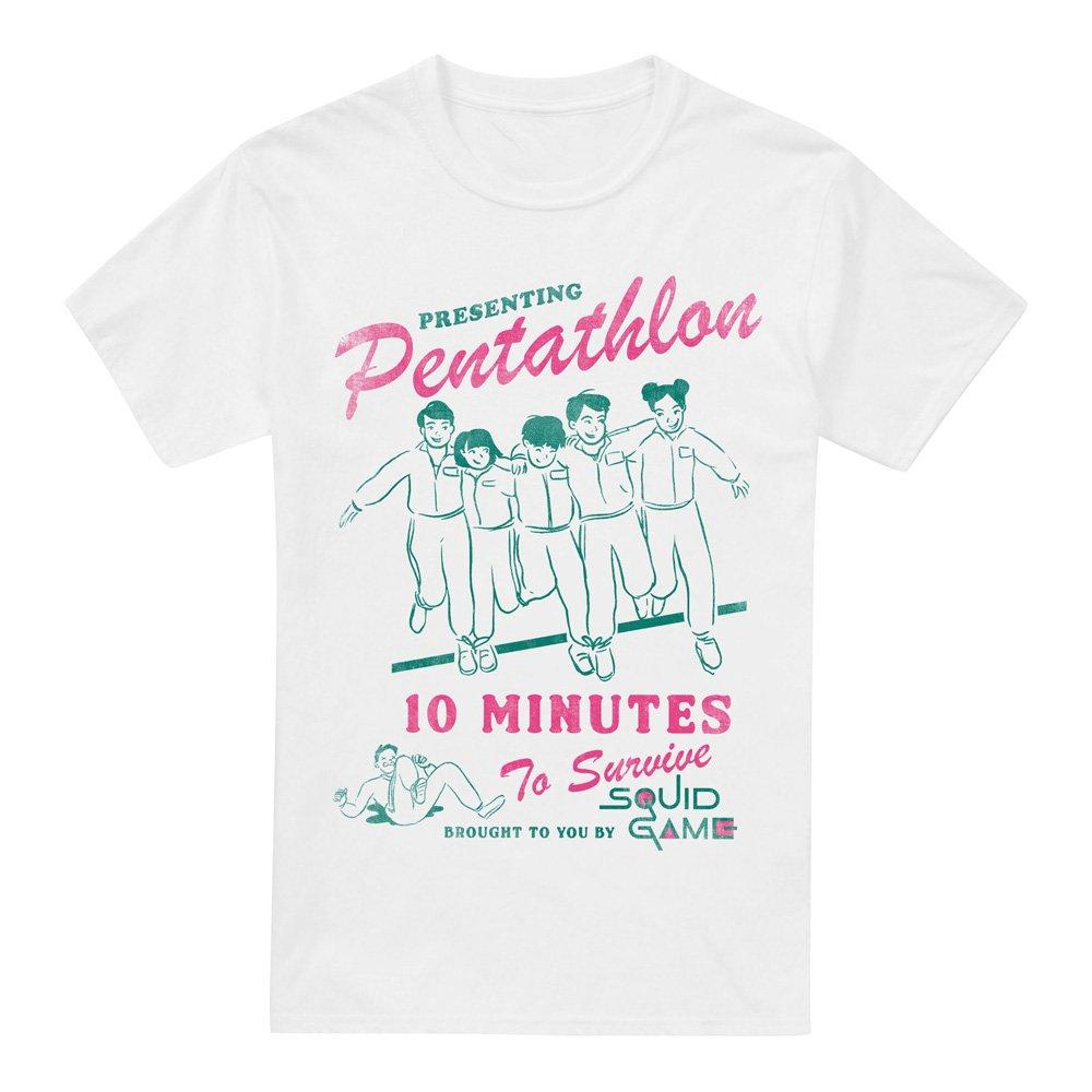 White - Squid Game - SQUID GAME PENTATHLON RACE COMIC T-Shirt White - 4