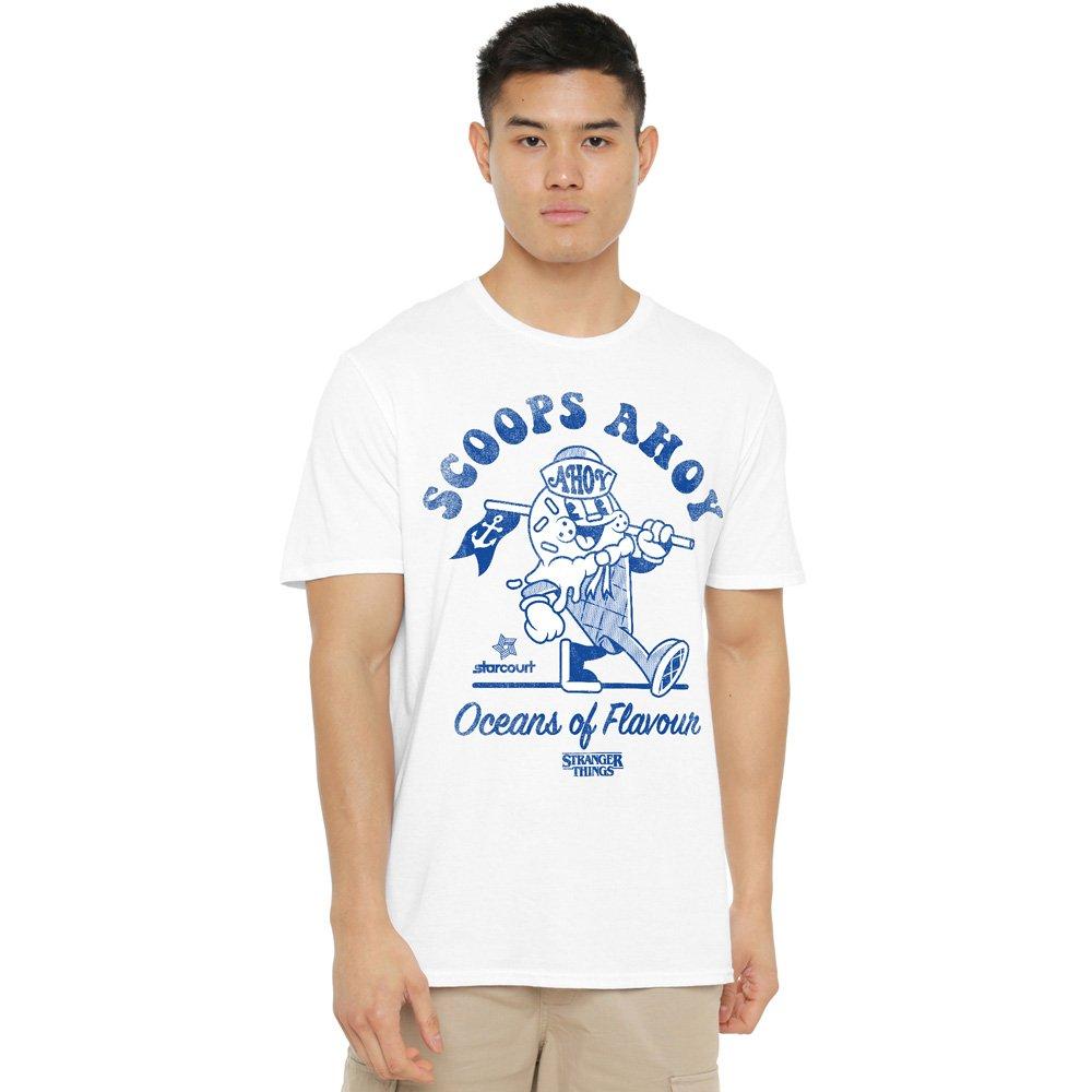 White - Stranger Things - Stranger Things Scoops Ahoy Retro T-Shirt White - 1