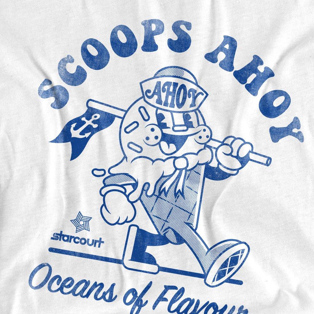 White - Stranger Things - Stranger Things Scoops Ahoy Retro T-Shirt White - 2
